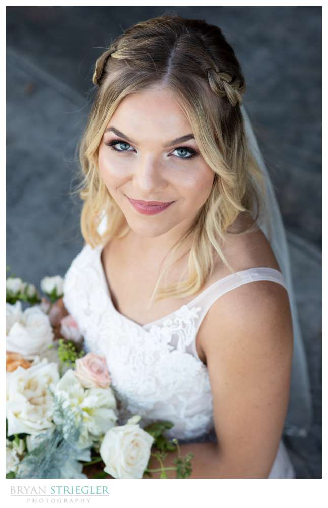 high angle bridal portrait